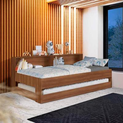 Cama Solteiro Com Auxiliar E Nichos 2 Colchões Nogal Sierra Shop Jm