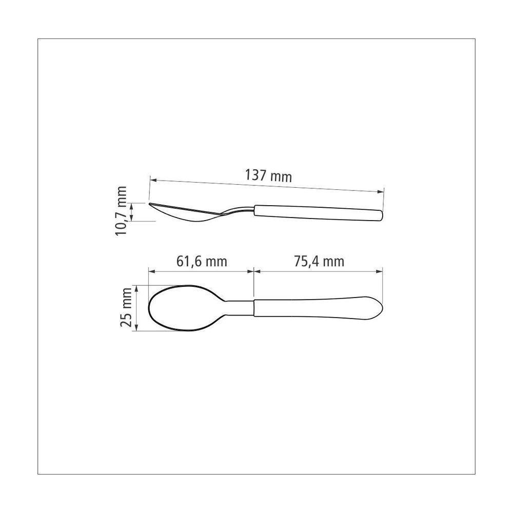 Kit 12 Colher De Chá Leme Inox Vermelho - 6