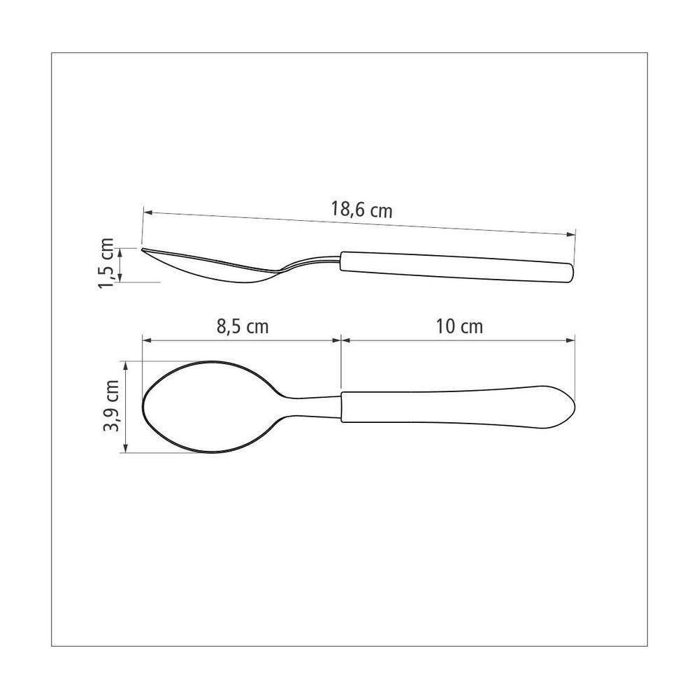 Kit 12 Colher De Mesa Leme Inox Preta Tramontina - 4