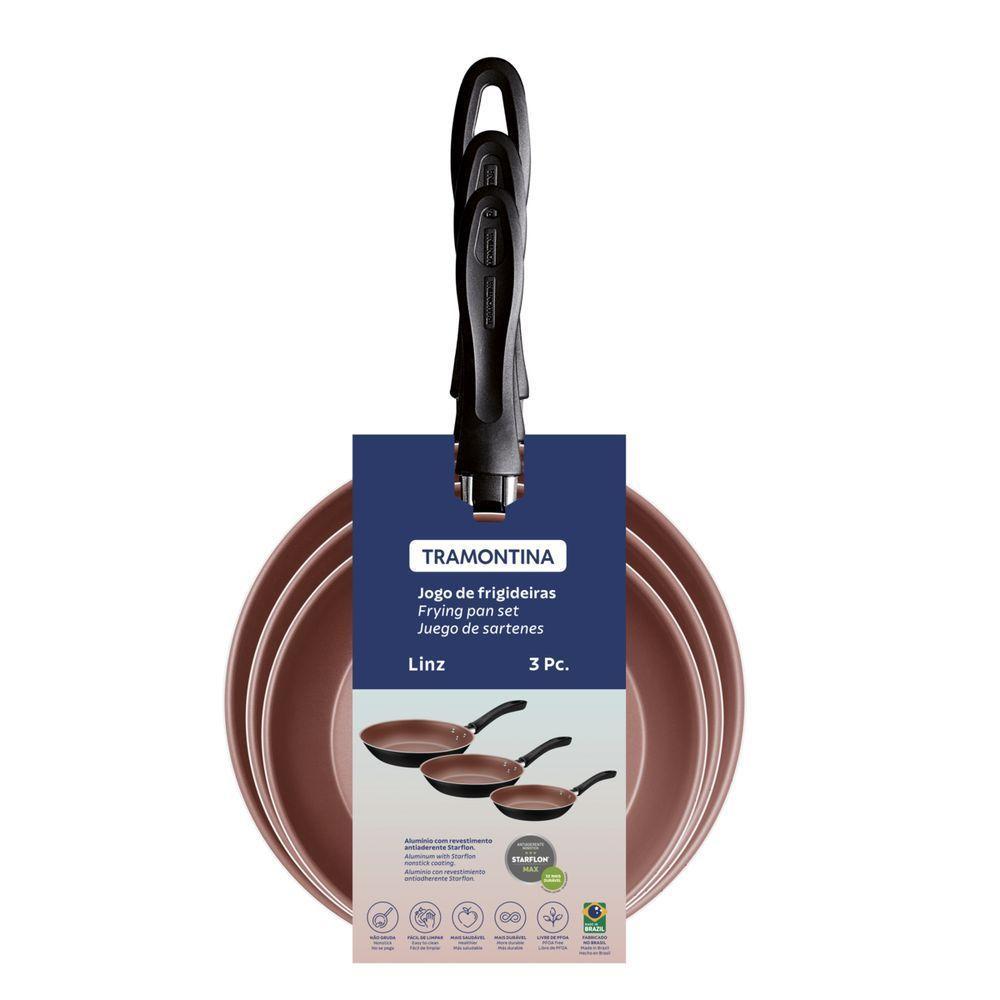 Jogo De Frigideiras Tramontina Caribe Em Antiaderente Starflon Max E Externo De Poliéster Preto - 1