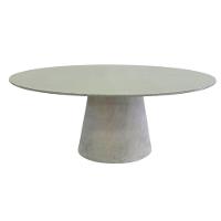 Mesa De Jantar Cone Oval 160x90 Cm Tampo Off White Base Concreto Cor Cinza - 2