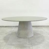 Mesa De Jantar Cone Oval 160x90 Cm Tampo Off White Base Concreto Cor Cinza - 6
