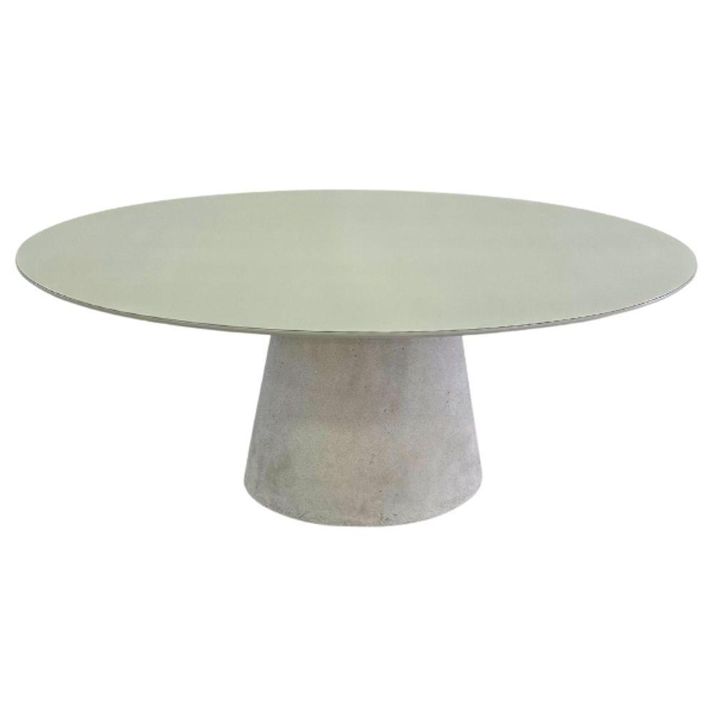 Mesa De Jantar Cone Oval 198x122 Cm Tampo Off White Base Concreto Cor Cinza - 5