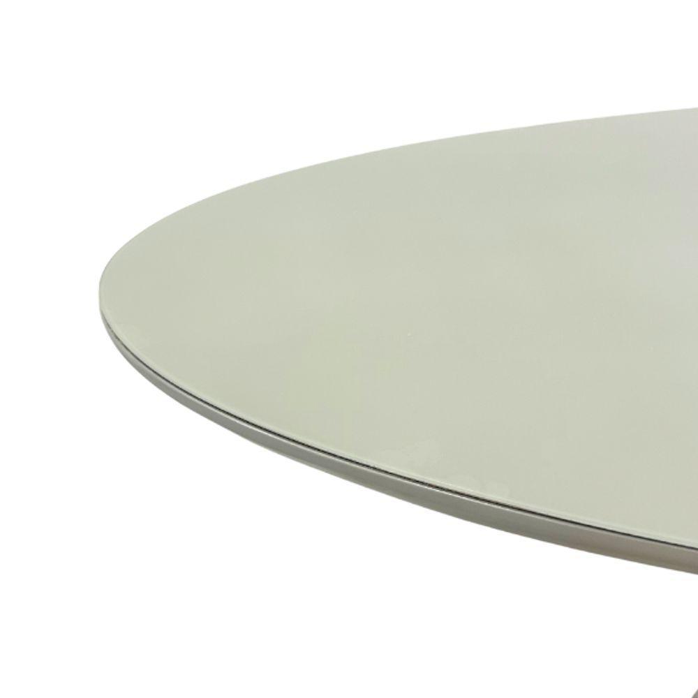 Mesa De Jantar Cone Oval 198x122 Cm Tampo Off White Base Concreto Cor Cinza - 7