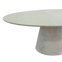 Mesa De Jantar Cone Oval 198x122 Cm Tampo Off White Base Concreto Cor Cinza - 3