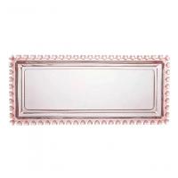 Travessa Retangular 30 Cm De Cristal Borda Coração Rosa Lyor - 1
