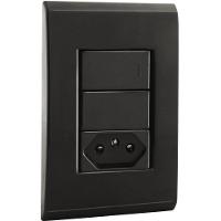 Conjunto 4x2 Com 1 Interruptor Simples 10 A 250 V E 1 Tomada 2p T 10 A 250 V Tramontina Liz Grafite - 1