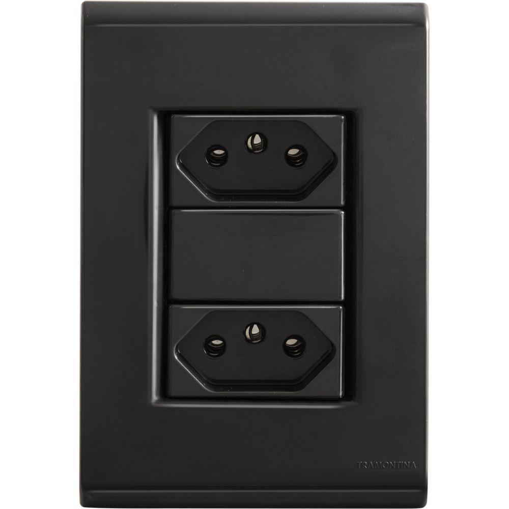 Conjunto 4x2 Com 2 Tomadas 2p T 20 A 250 V Tramontina Liz Grafite - 1