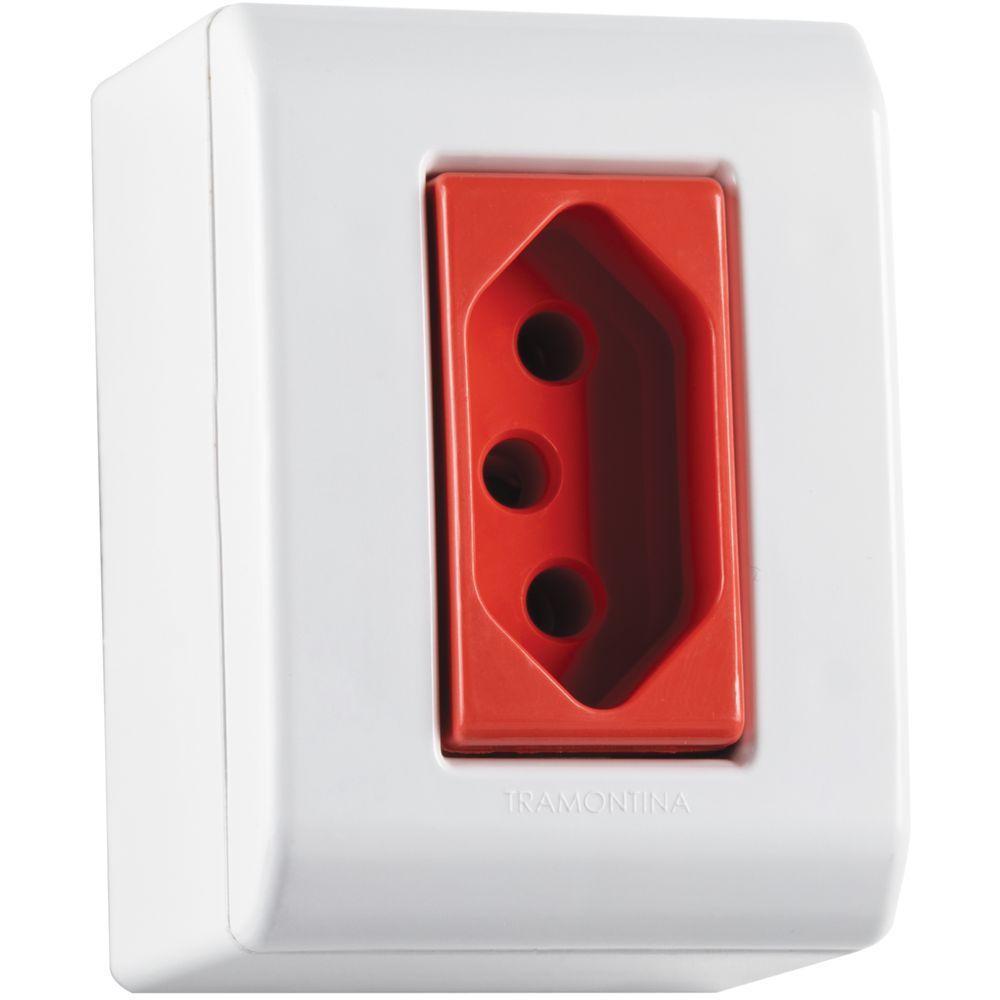 Caixa De Sobrepor Com 1 Tomada 2p+t 20 A 250 V Tramontina Lizflex Com Vermelha E Branca - 6