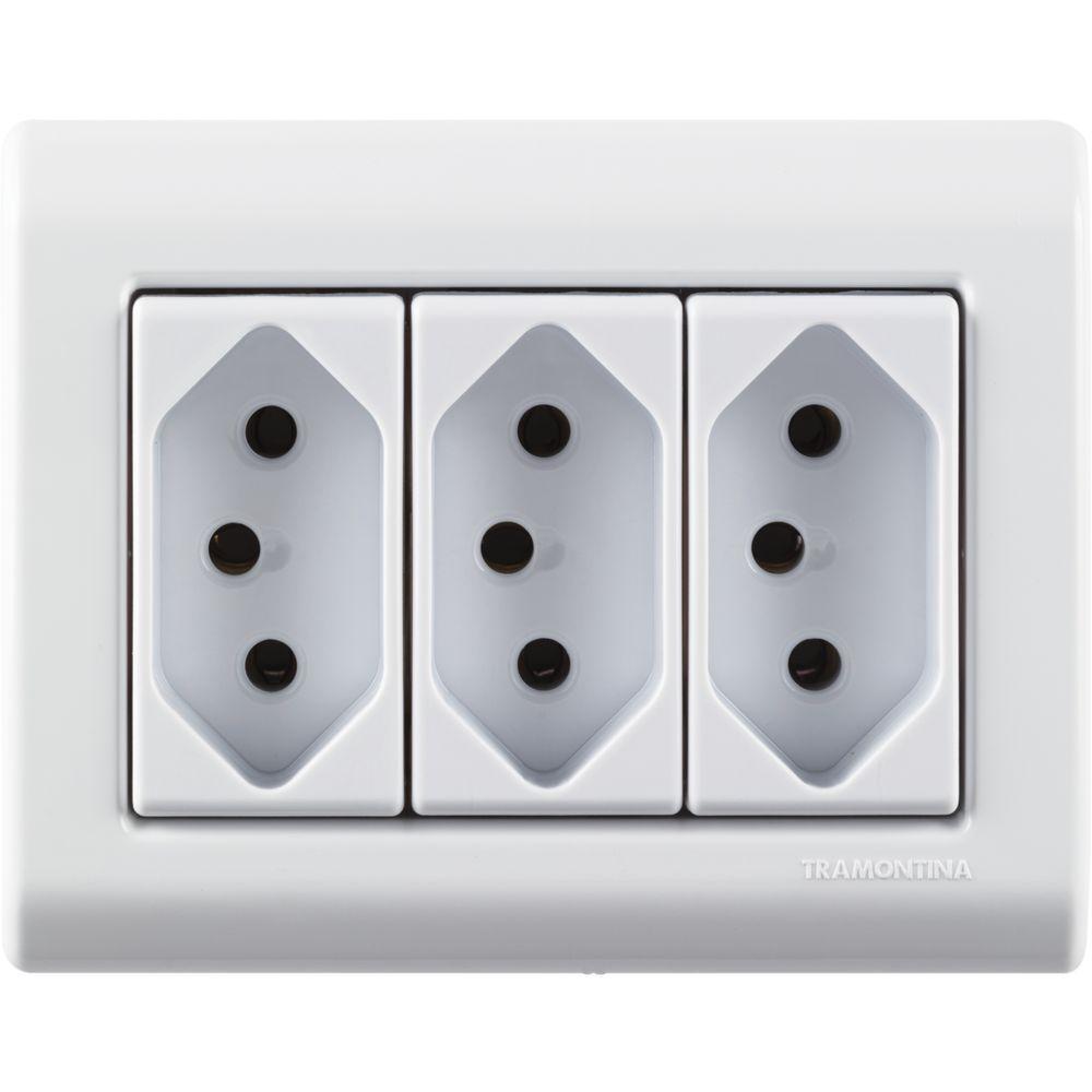 Caixa De Sobrepor Com 3 Tomadas 2p+t 20 A 250 V Tramontina Lizflex Branca - 1