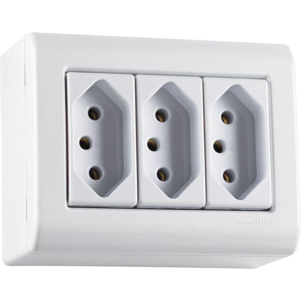 Caixa De Sobrepor Com 3 Tomadas 2p+t 20 A 250 V Tramontina Lizflex Branca - 3