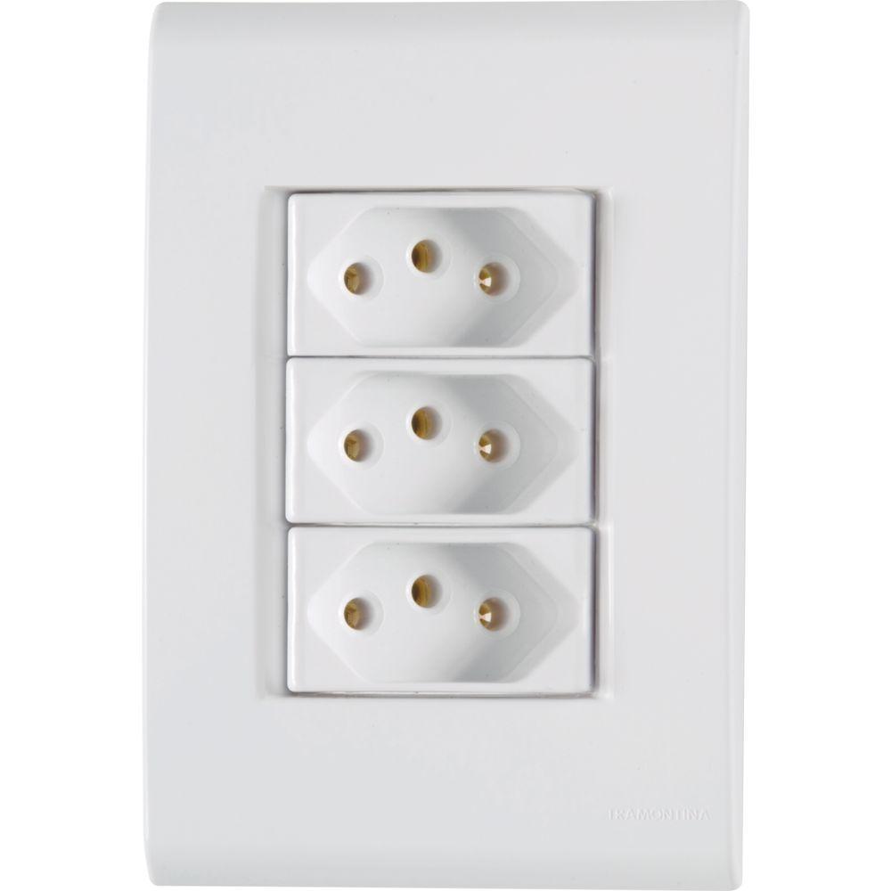 Conjunto 4x2 Com 3 Tomadas 2p+t 10 A 250 V Tramontina Liz Branco - 1