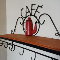 Prateleira De Café Porta Tempero 60cm Tema Bule Vermelho Sudeste Rústico - 2
