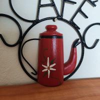 Prateleira De Café Porta Tempero 60cm Tema Bule Vermelho Sudeste Rústico