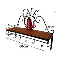 Prateleira De Café Porta Tempero 60cm Tema Bule Vermelho Sudeste Rústico - 5