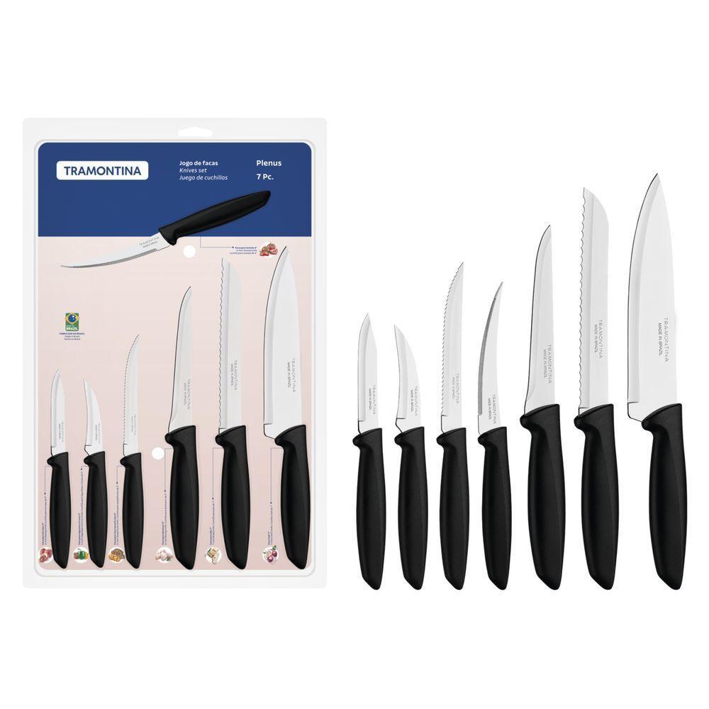 Jogo De Facas Tramontina Plenus Com Lâminas Em Aço Inox E Cabos De Polipropileno Preto 07 Peças - 3