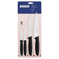 Jogo De Facas Tramontina Plenus Com Lâminas Em Aço Inox E Cabos De Polipropileno Preto 04 Peças