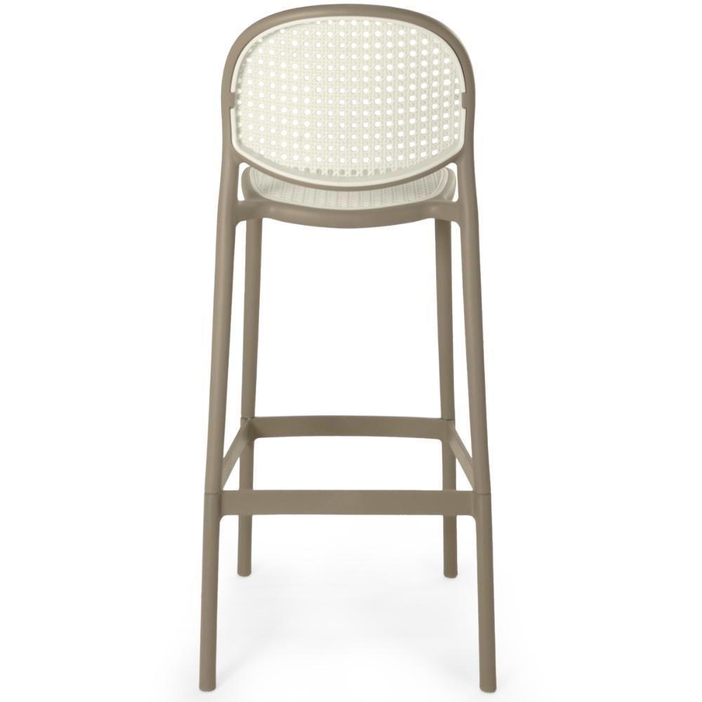 Kit 6 Banqueta Alta Com Encosto Roma Em Polipropileno - Branco/cinza Escuro - 2