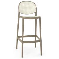 Kit 6 Banqueta Alta Com Encosto Roma Em Polipropileno - Branco/cinza Escuro - 6