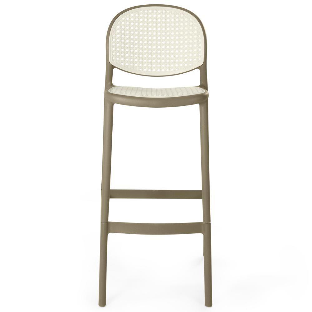 Kit 8 Banqueta Alta Com Encosto Roma Em Polipropileno - Branco/cinza Escuro - 5