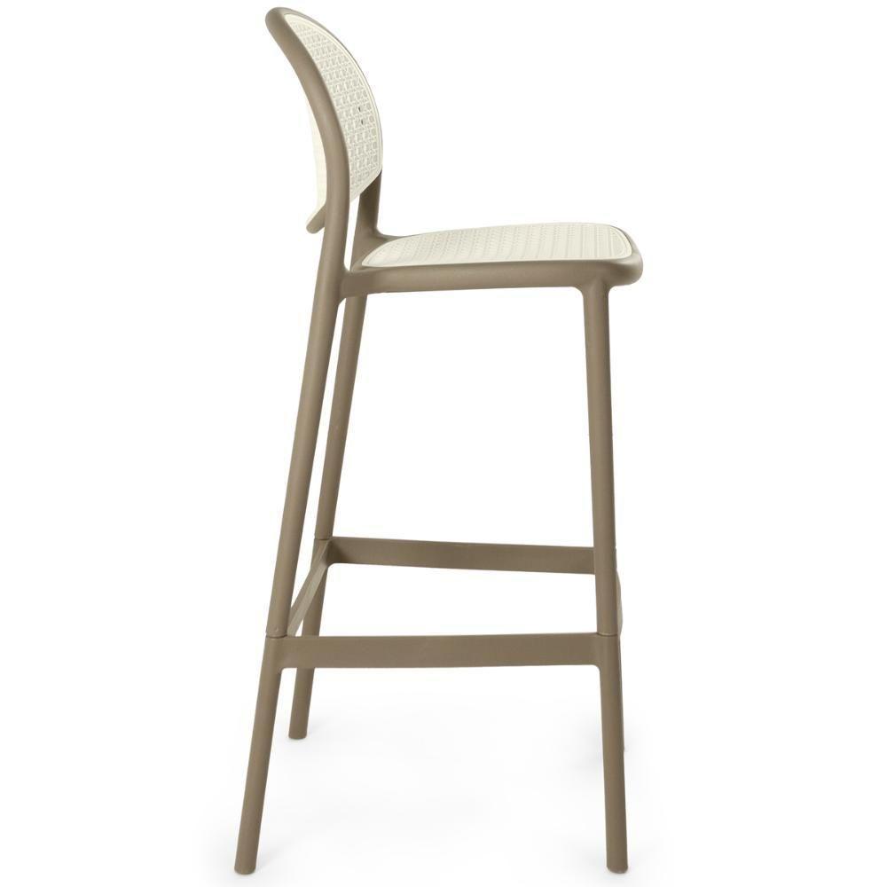 Kit 2 Banqueta Alta Com Encosto Roma Em Polipropileno - Branco/cinza Escuro - 7