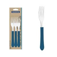 Garfos De Mesa Tramontina Leme Com Laminas Em Aço Inox E Cabos De Polipropileno Azul Oceano 3 Peças - 1