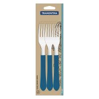 Garfos De Mesa Tramontina Leme Com Laminas Em Aço Inox E Cabos De Polipropileno Azul Oceano 3 Peças - 2