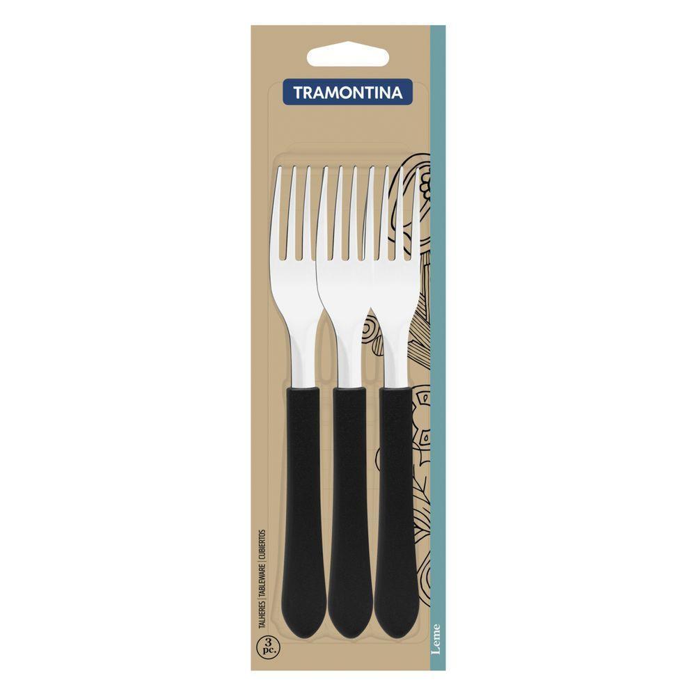 Garfos De Mesa Tramontina Leme Com Laminas Em Aço Inox E Cabos De Polipropileno Preto 3 Peças - 2
