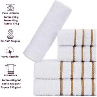 Jogo 5pçs 2 Banho + 2 Rosto + 1 Tapete P-banheiro 100% Algodão Alta Absorção - Branco