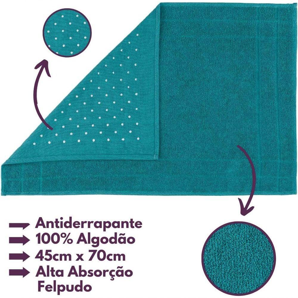 Jogo 5pçs 2 Banho + 2 Rosto + 1 Tapete P-banheiro 100% Algodão Alta Absorção - Verde Jade - 3