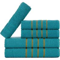 Jogo 5pçs 2 Banho + 2 Rosto + 1 Tapete P-banheiro 100% Algodão Alta Absorção - Verde Jade - 1