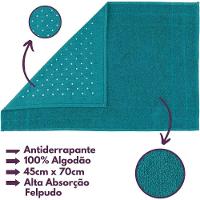 Jogo 5pçs 2 Banho + 2 Rosto + 1 Tapete P-banheiro 100% Algodão Alta Absorção - Verde Jade - 3