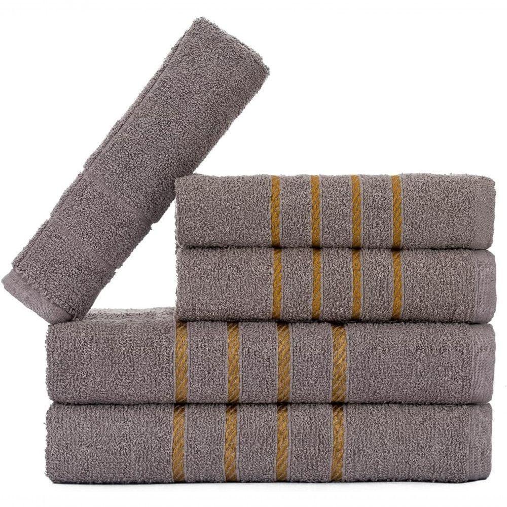 Jogo 5pçs 2 Banho + 2 Rosto + 1 Tapete P-banheiro 100% Algodão Alta Absorção - Cinza - 1