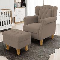 Poltrona De Amamentação Yara P02 Com Puff Paris Luis Xv L02 Bouclê Bege - Lyam Decor - 2