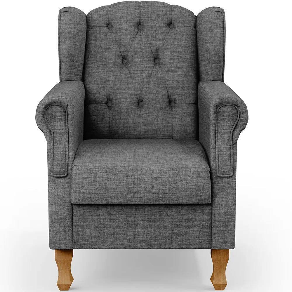 Poltrona Decorativa Para Sala De Estar Yara P02 Linho - Lyam Decor Linho Cinza - 1