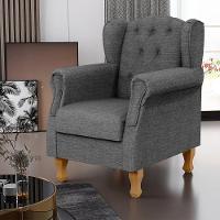 Poltrona Decorativa Para Sala De Estar Yara P02 Linho - Lyam Decor Linho Cinza - 5