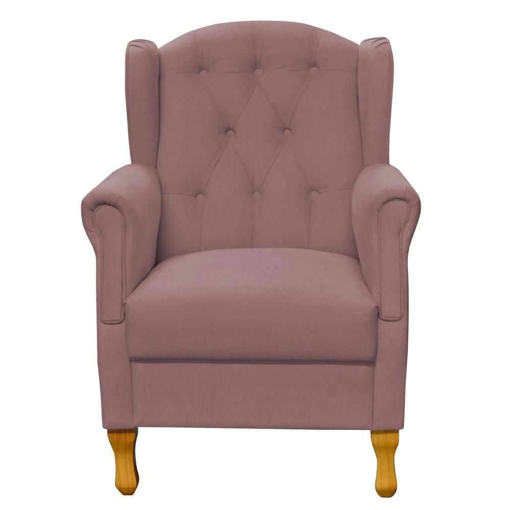 Poltrona Decorativa Para Sala De Estar Yara P02 Suede - Lyam Decor Rosê - 1