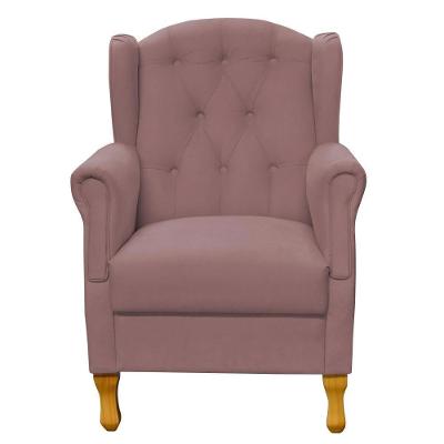 Poltrona Decorativa Yara P02 Suede Rosê Lyam Decor