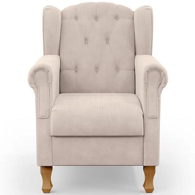 Poltrona Decorativa Yara P02 Para Sala De Estar Suede Bege Lyam Decor