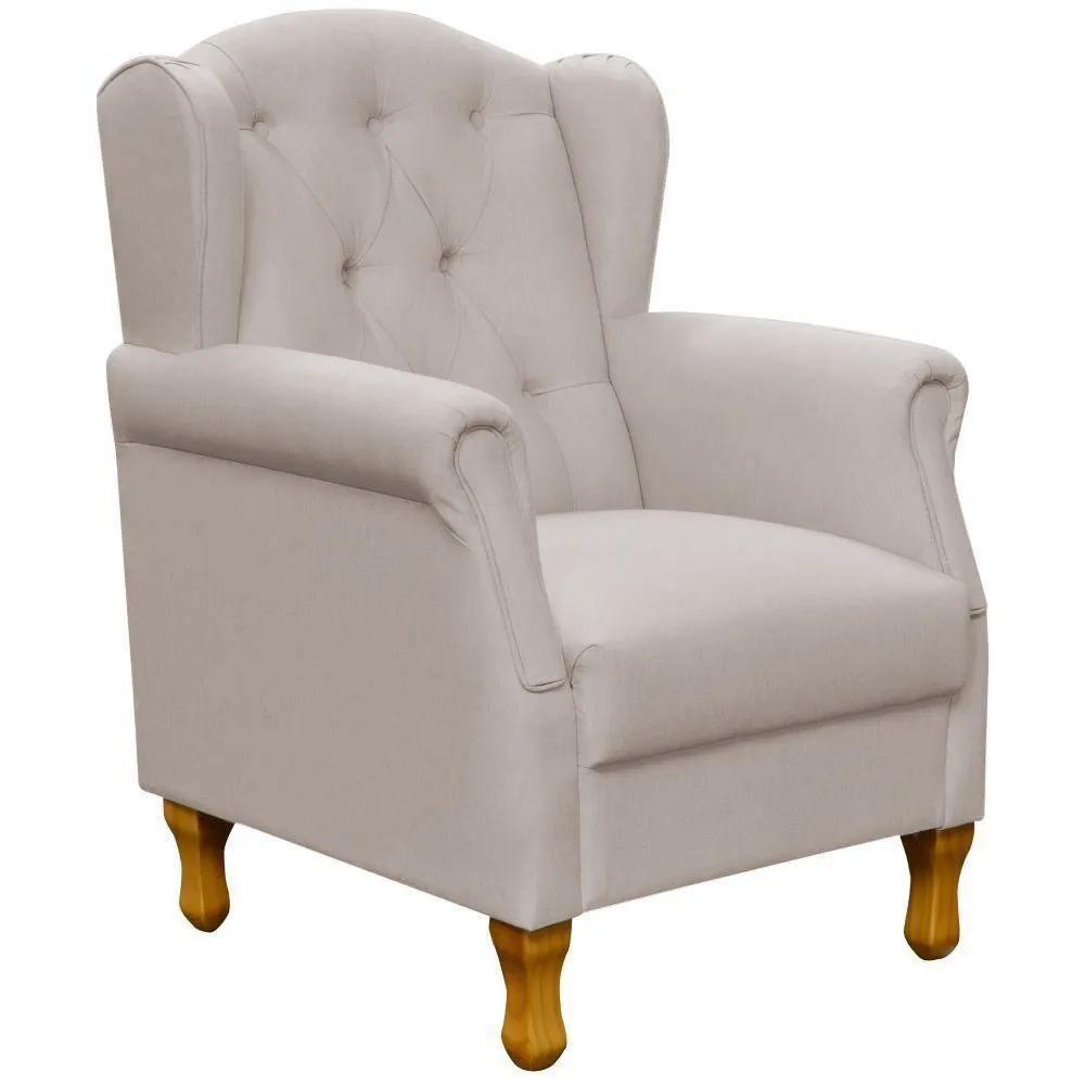 Poltrona Decorativa Para Sala De Estar Yara P02 Linho - Lyam Decor Linho Bege - 1