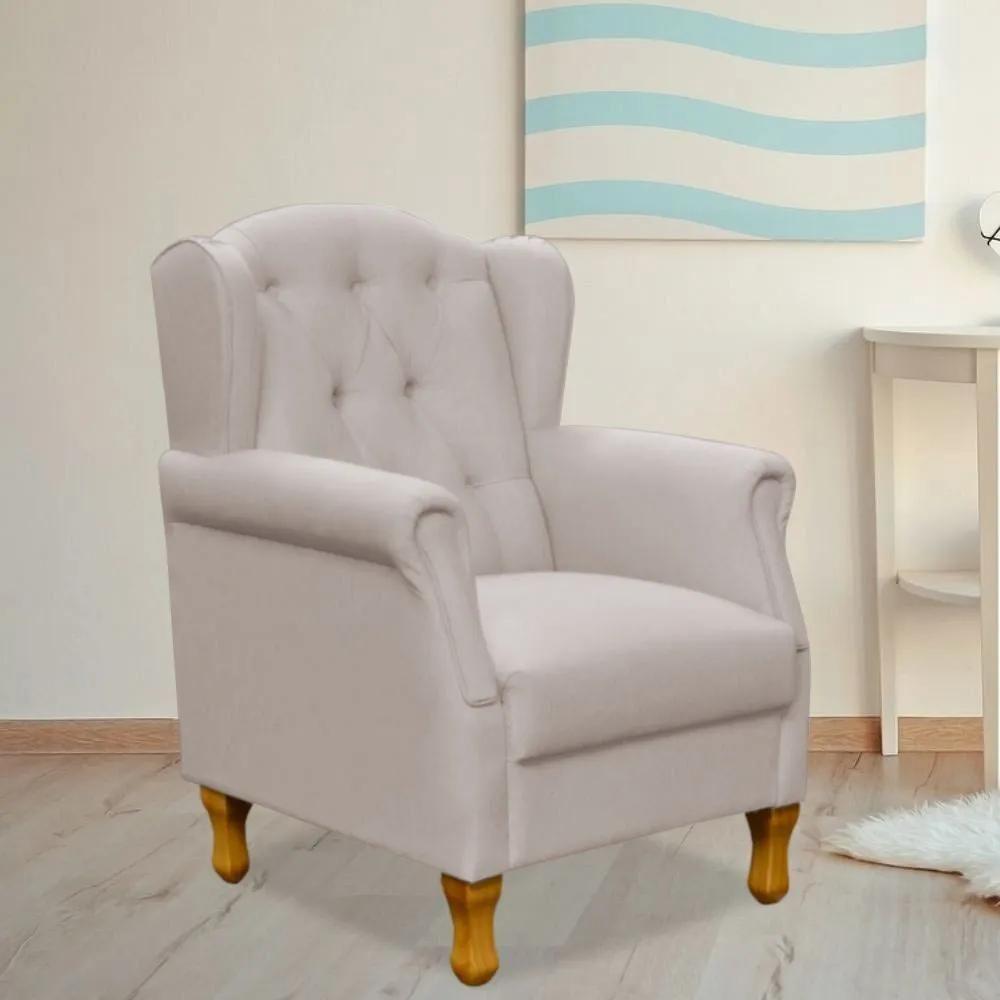 Poltrona Decorativa Para Sala De Estar Yara P02 Linho - Lyam Decor Linho Bege - 2