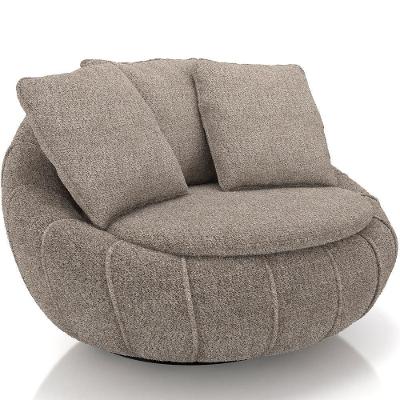 Poltrona Giratória Para Sala De Estar Decorativa Kira M03 Bouclê Bege Escuro - Lyam Decor