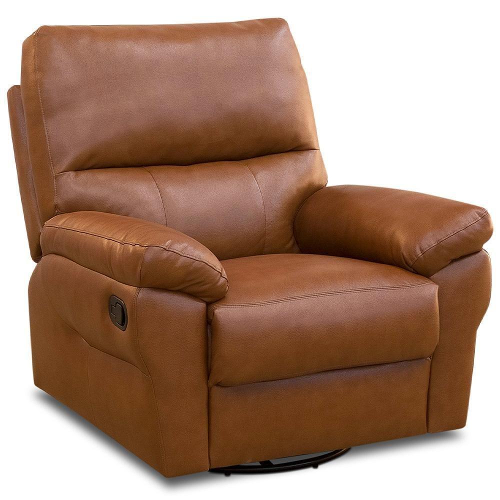 Poltrona Do Papai Reclinável E Giratória Oliver D06 Couríssimo Camel - Lyam Decor - 1