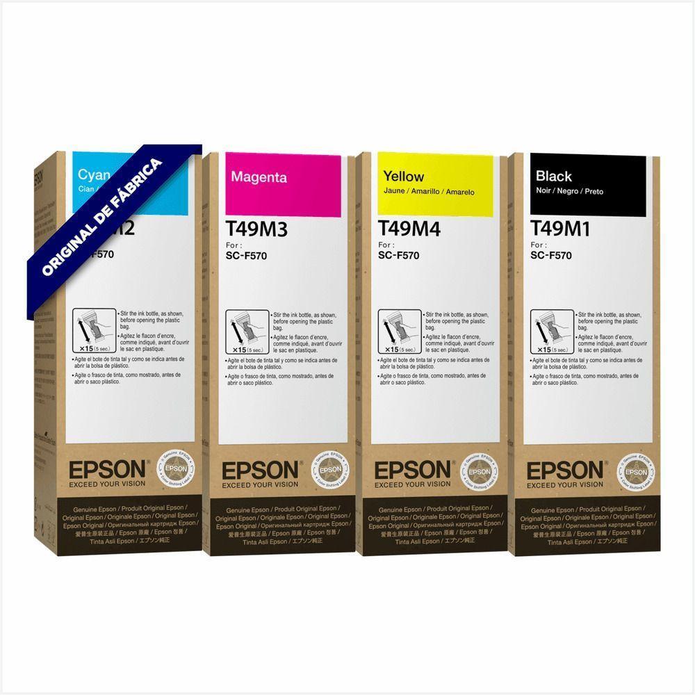 Kit Tinta Sublimatica Epson T49m 4 Cores | F170 F571 F570 | Original 140ml - 1