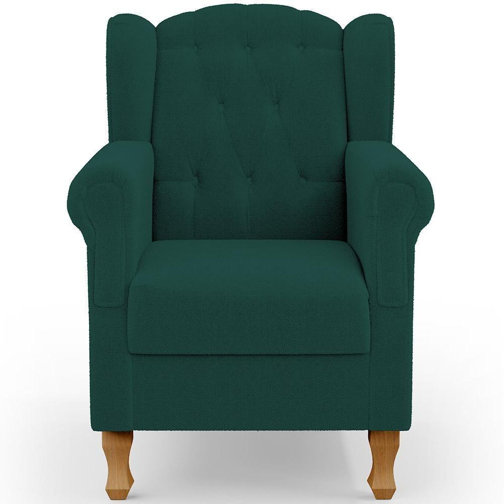 Kit 02 Poltronas Decorativa Para Sala De Estar Yara P02 Bouclê Verde - Lyam Decor - 3
