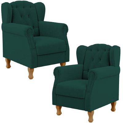 Kit 2 Poltronas Decorativas Yara P02 Bouclé Verde Lyam Decor