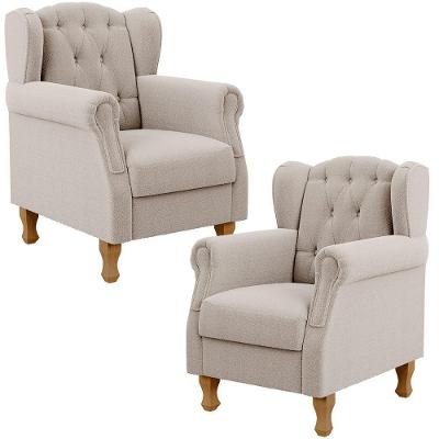 Kit 2 Poltronas Decorativas Yara P02 Bouclê Creme Lyam Decor