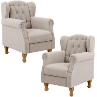 Kit 02 Poltronas Decorativa Para Sala De Estar Yara P02 Bouclê Creme - Lyam Decor - 1