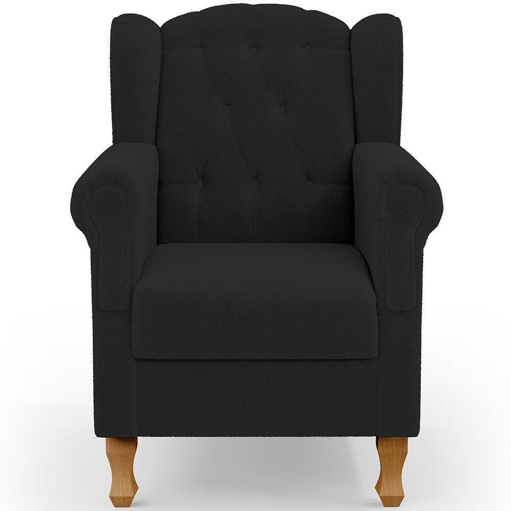 Kit 02 Poltronas Decorativa Para Sala De Estar Yara P02 Bouclê Preto - Lyam Decor - 3
