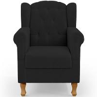 Kit 02 Poltronas Decorativa Para Sala De Estar Yara P02 Bouclê Preto - Lyam Decor - 3